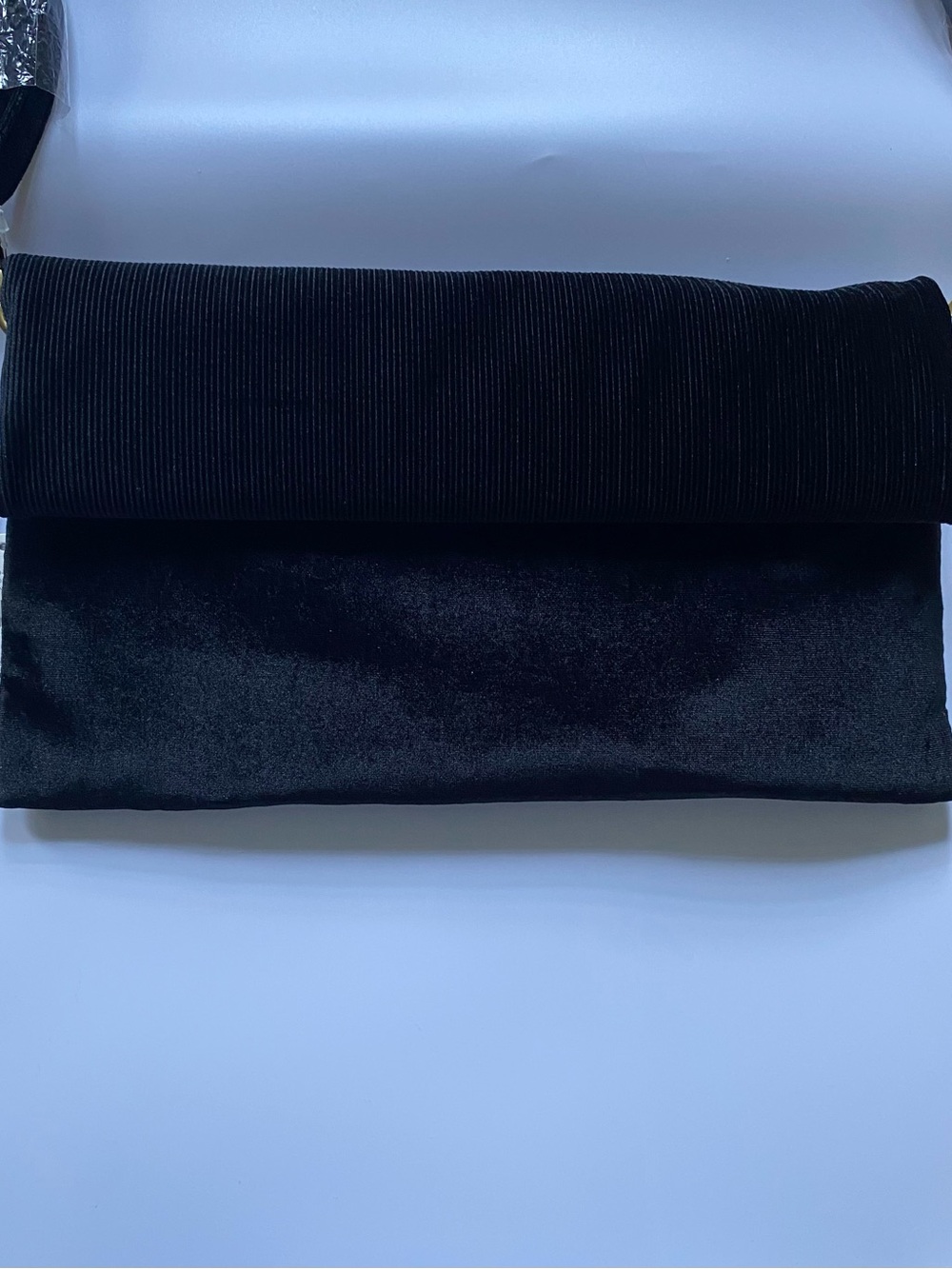 Anthropologie Black Velvet Shoulder Bag with Gold Hardware